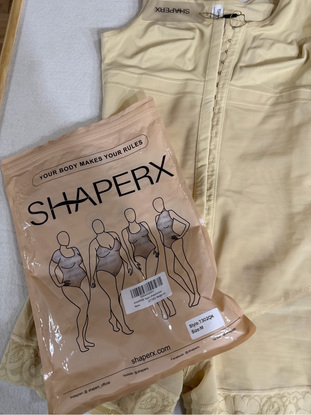 SHAPERX Women's size Medium Nude Shapewear Bodysuit